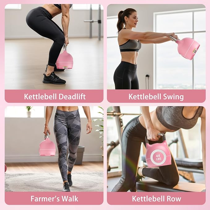 LIFERUN Adjustable Kettlebell Set with 7 Weight Levels, 22.5 lb or 44 lb | Quick-Change Weight Dial & Safety Lock, Space-Saving Design, Full-Body Workout & Cross-Training