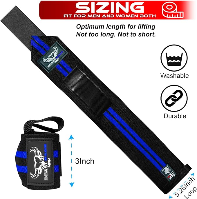Wrist Wraps for Weightlifting - Adjustable Lifting Straps With Thumb Loop for Enhanced Gym Support, Powerlifting, Bodybuilding and Workout