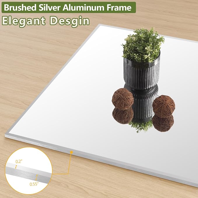 MELOMOIR 71"x32" Silver Mirror Full Length, Free Standing Mirror Leaning or Hanging, Silver Floor Mirror for Bedroom Living Room Home Gym Cloakroom, Thin Aluminum Frame, Tempered Glass, Silver