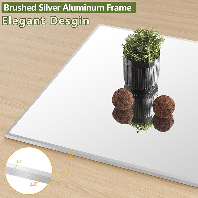 MELOMOIR 56"x18" Full Length Mirror, Silver Floor Mirror with Stand or Wall Mount, Aluminum Alloy Frame Full Body Mirror for Bedroom, Living Room, Cloakroom, Hallway