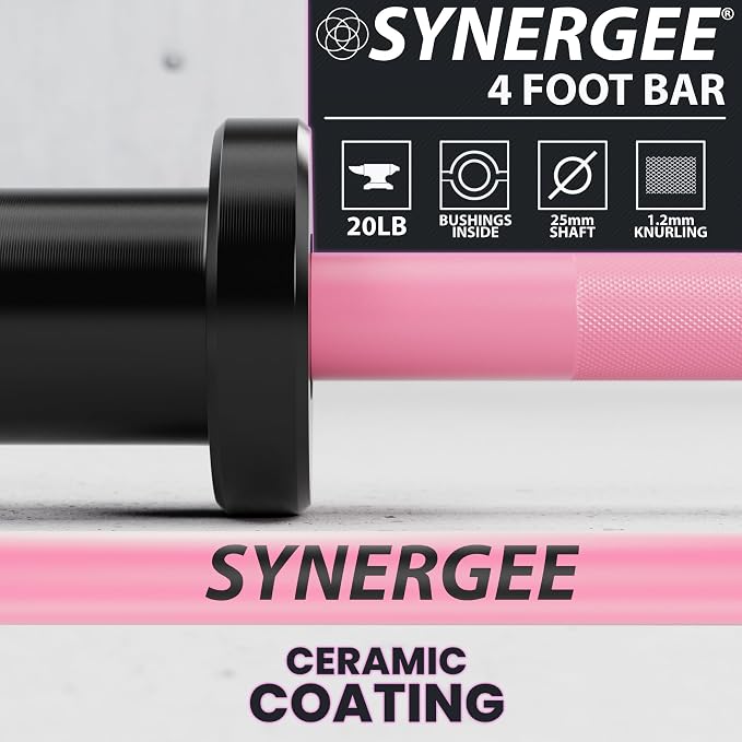 Synergee Olympic Barbell – 20/25 lb, 2" Bar, 350 lb Cap, Magnetic Collars