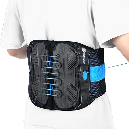 TIMTAKBO Lower Back Brace with Dual-Pulley System Black S/M | Adjustable Lumbar Decompression Belt for Herniated Disc, Sciatica & Scoliosis – High-Support Back Brace for Men & Women
