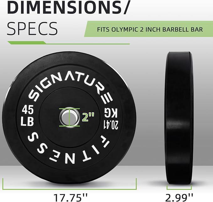 Fitvids 2-Inch Olympic Rubber Weight Plates Pair, Bumper Plates for Strength Training, multiple options