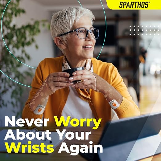 Sparthos Wrist Compression Sleeves (Pair), Carpal Tunnel Brace - Beige-MD