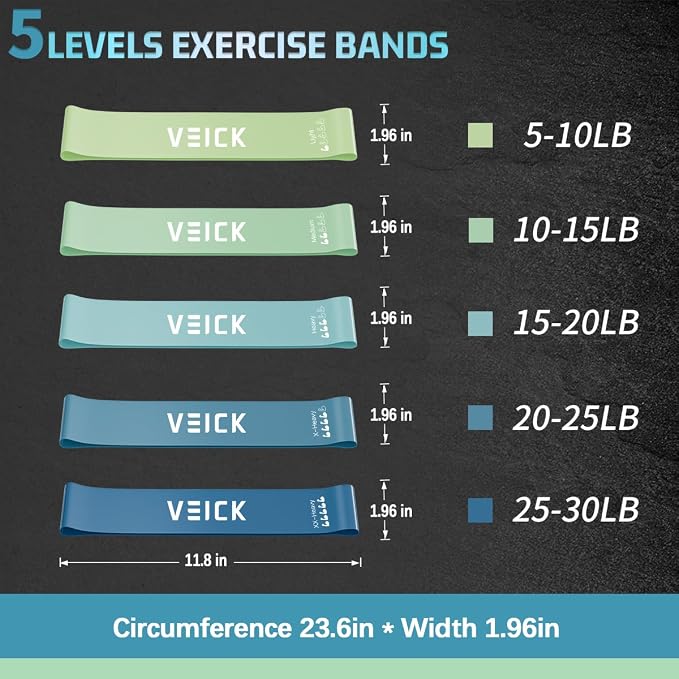 VEICK 10-150LBS Resistance Bands with Handles, Ankle Straps, Door Anchor | Accredited Lab Certified, 100% Natural Latex, Versatile for Yoga, Pilates, Strength, Home Gym