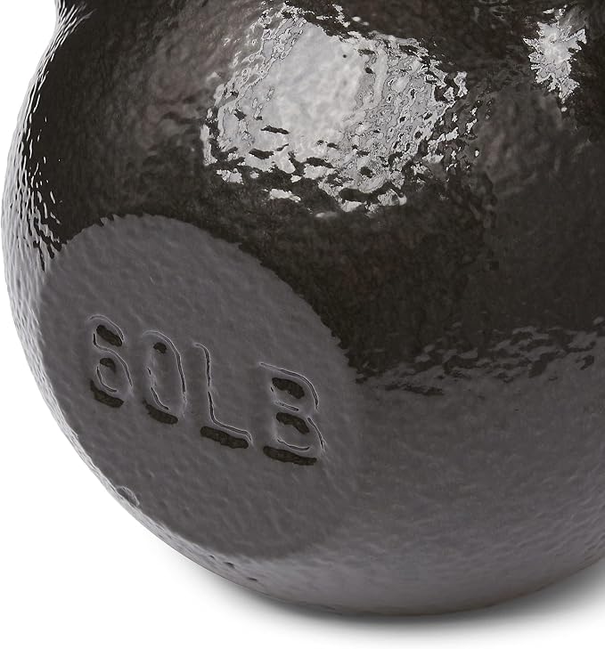 Amazon Basics Cast Iron Kettlebell for Strength Training, Textured Wide Handle, Black
