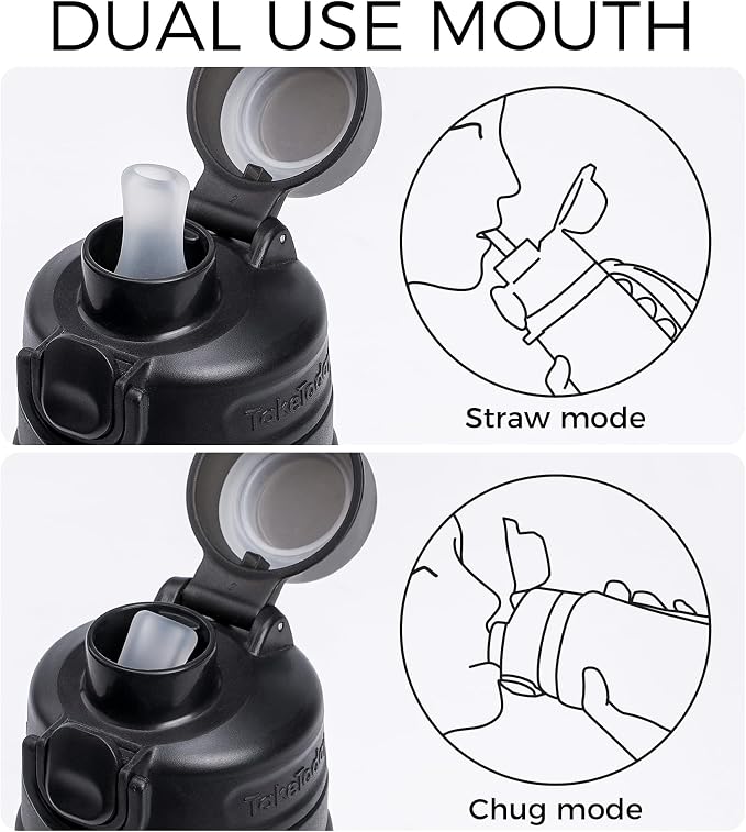 TakeToday Collapsible Water Bottles 21oz (600mL), Foldable Platinum Silicone Travel Water Bottle with Straw & Carry Strap, Leak-Resistant Screw Lid, Wide Mouth, BPA-Free for Hiking, Camping, Travel