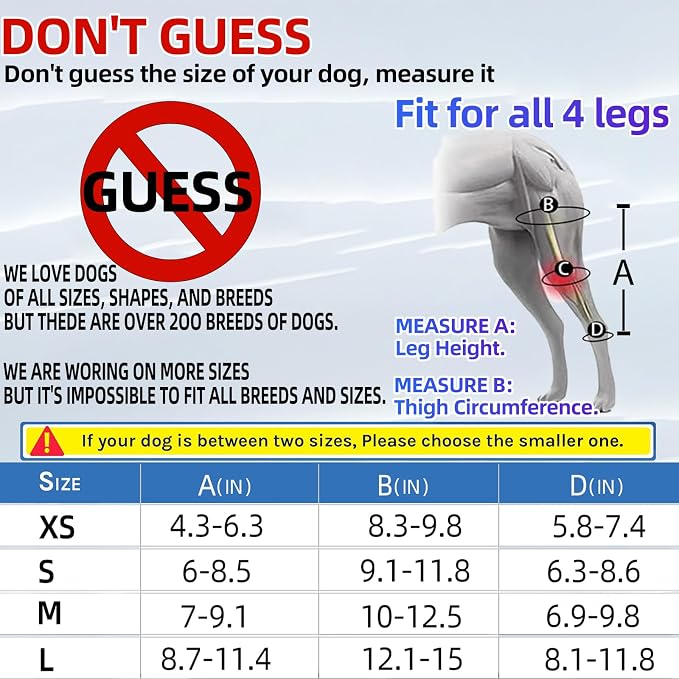 L Dog Leg Braces for Back Leg for Support with Cruciate Ligament Injury-Better Recovery with Dog Knee Brace for Torn Acl Hind Leg-Adjustable Hip Dysplasia Dog Acl Brace Hind Leg Rear