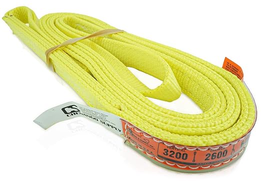 DD Sling 1 Inch x 8 Foot Nylon Lifting Sling – USA Made, 3,200 lb Vertical, 2,600 lb Choker, 6,400 lb Basket – 2-Ply Heavy Duty 900 Webbing, Type 4 Twisted Eye & Eye Rigging Sling, Safety Orange
