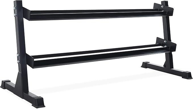 CAP 280 LB, 550 LB, 1200 LB Dumbbell Set with Horizontal 2-3 Tier Rack, Rubber Hex Free Weights, Home Gym Weight Set for Strength Training