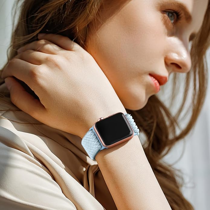 Lerobo Stretchy Nylon Solo Loop Band, Compatible with Apple Watch Series 11 10 9 8 7 6 5 4 3 SE3/2/1 Ultra3/2/1, Adjustable Strap for iwatch Band 44mm 45mm 46mm 49mm 42mm 40mm 41mm 38mm for Women Men