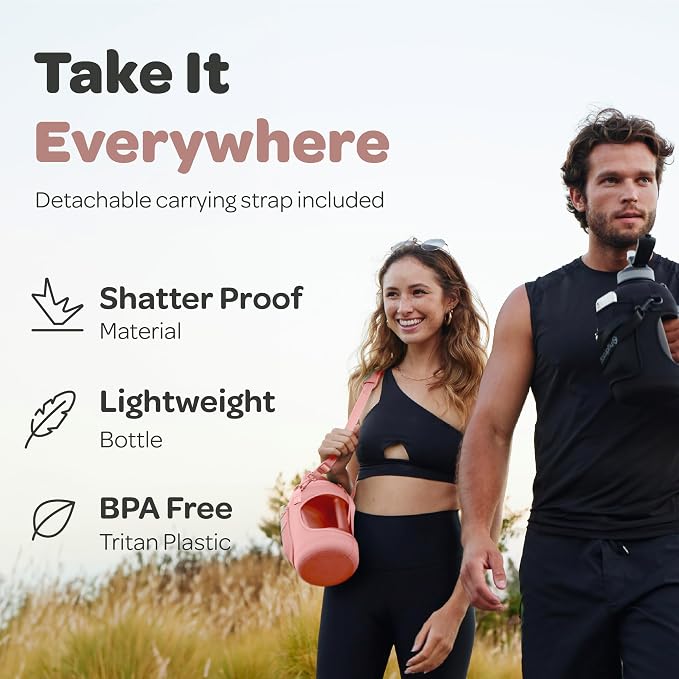 Hydracy Motivational Water Bottle with Time Marker and Straw Lid 78 oz | Leakproof,BPA Free,No Sweat Neoprene Sleeve,Carry Strap,Daily Intake Tracking for Fitness & Outdoors