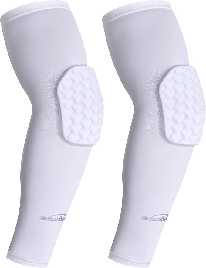 COOLOMG Padded Arm Sleeves Compression Elbow Pads for Volleyball Basketball Football Youth Kids Adult