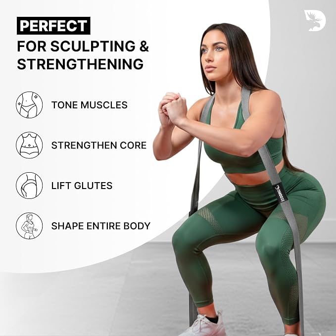 DMoose Fitness Fabric Resistance Bands for Full Body Exercises - Non-Slip Thick Cloth Stretch Band for Squats, Lunges & Bicep Curls - Long Resistance Bands for Working Out - Booty Band for Men & Women