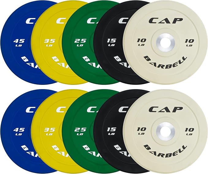 CAP 2-inch Olympic Bumper Plate Weight Set | 100-370 lbs | Multiple Colors | Storage Rack Optional