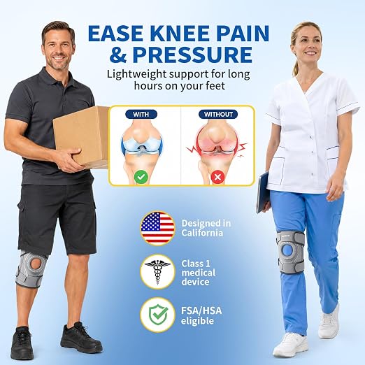 CAMBIVO Knee Brace with Stabilizers, Gel Pad & Open Patella for Men & Women | Open Patella Stabilizer for Arthritis, Meniscus & ACL MCL Relief. Adjustable Compression for Running & Sports Recovery