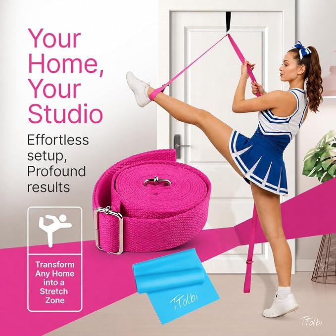 Leg Stretcher Strap with Door Anchor and Resistance Band, Splits Trainer | Home Flexibility Trainer for Splits, Ballet, Dance, Cheer, Yoga, Gymnastics, Pole and Taekwondo, Kids to Adults, All Levels