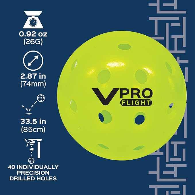 Vulcan | VPRO Flight Outdoor Pickleball Official Ball of the PPA Tour & MLP | 3, 6, 12, 36 & 100 Ball Pack | Hi-Vis Yellow
