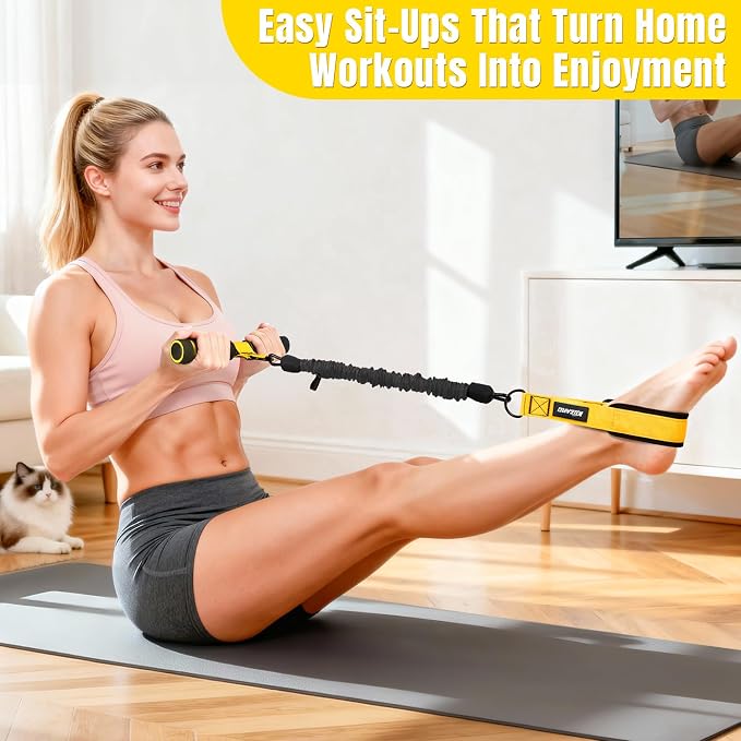 Upgraded Multifunction Pedal Resistance Band with Handle, 3 Tube Adjustable Resistance Bands for Abdomen, Waist, Arm, Core/ABS, Leg Workout - Sit Up Exercise Equipment for Women