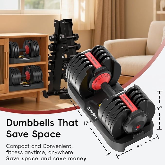 New Upgraded Adjustable Dumbbell Set of 2 (52.5 lbs/25 lbs), 15/9 Weights Dumbbell Set with Safe Locking System, Quick Adjustable Dumbbells For Men and Women Home Gym Workout with Anti-Slip Handle