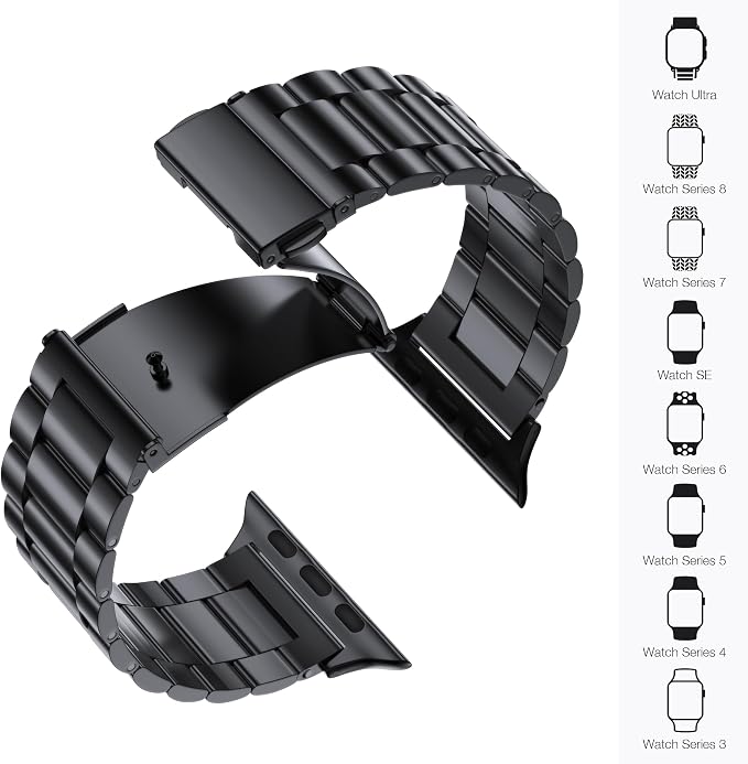 EPULY Metal Band Compatible with Apple Watch Bands for Men 42/44/45/46/49mm | Stainless Steel Strap Suitable for Business Setting & Everyday Wear, Fits iWatch Bands Series 11 10 9 8 7 6 5 4 SE/Ultra3 2 1