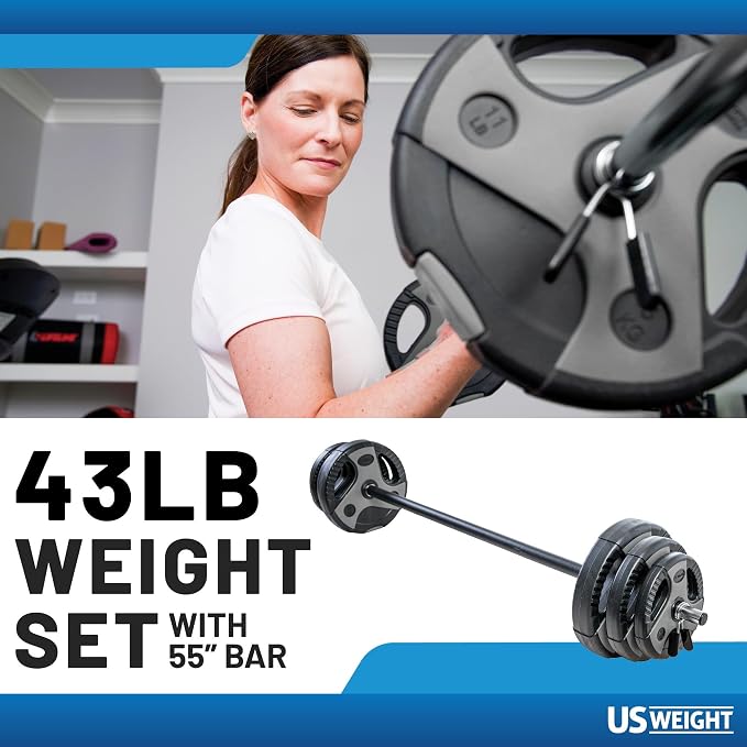 US Weight 43 LB Perfect Barbell Weight Set for Use in Home Gym