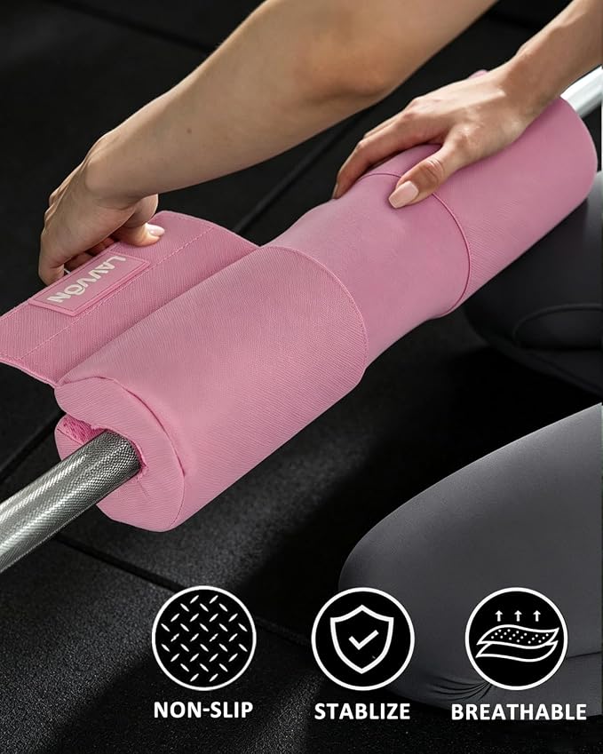 Barbell Squat Pad Set- Nylon Padding AntiSlip- Thick Foam Hip Thrusts Pads | Bench Press/Lunges/Bar Squats Padding Cushion -Standard Olympic Weight Bar Pad(Wrist Straps Weightlifting-Ankle Straps)