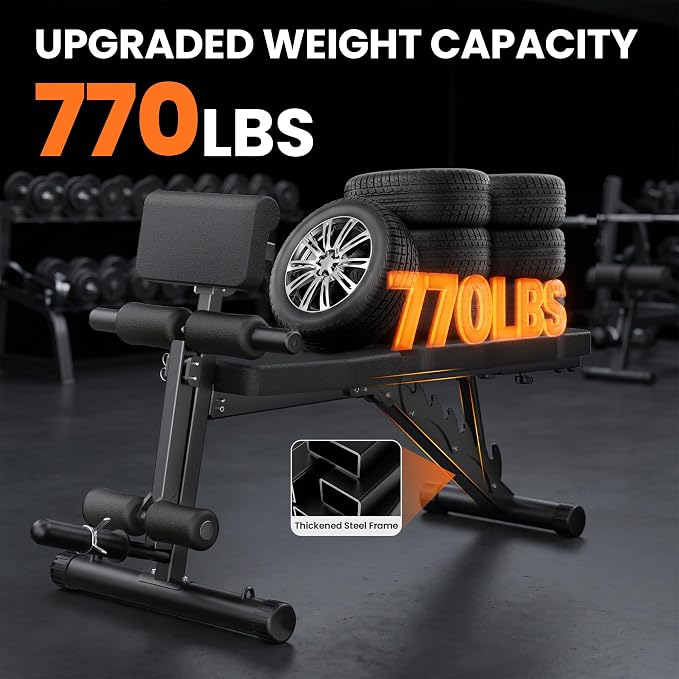 VUSIGN Adjustable Workout Bench, Weight Bench for Home Gym, Preacher Curl Bench with Leg Extension for Full Body Training Fitness, Foldable Incline Flat Decline Sit Up Bench Equipment for Bench Press Dumbbell Exercise with Wheels