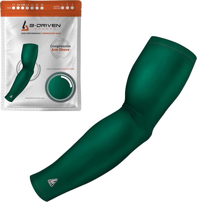 Pro-Fit Compression Arm Sleeve for Men, Women & Youth, Volleyball Baseball Basketball Weightlifting - Single