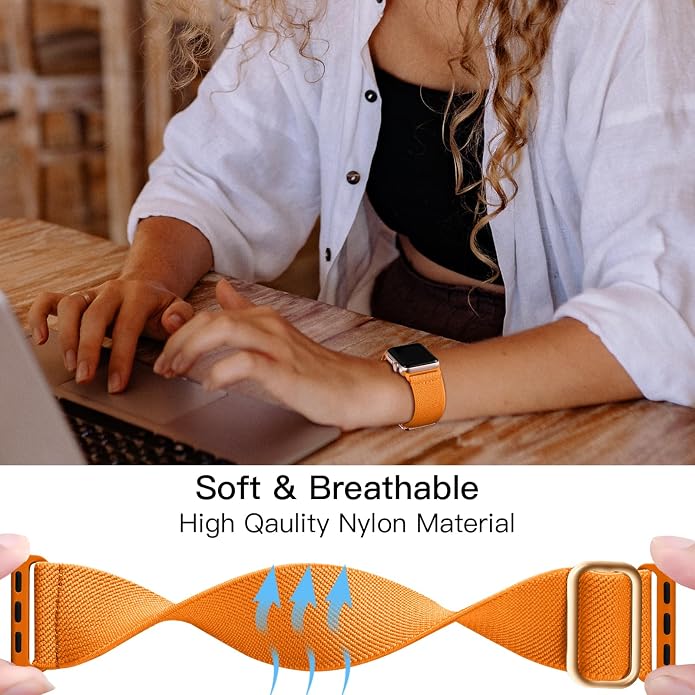 Lerobo Braided Band Compatible with Apple Watch Series 11 10 9 8 7 46mm 45mm 41mm Ultra SE 3 2 1 49mm Series 6 5 4 3 44mm 40mm 38mm 42mm Men iWatch Bands Women Stretchy Nylon Solo Loop Sport Strap