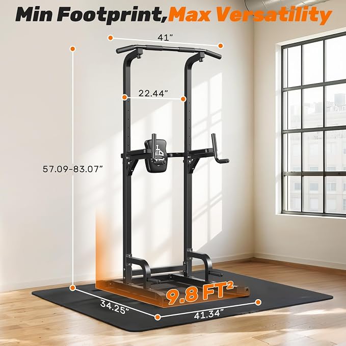 Sportsroyals Power Tower Pull Up Bar Station, 450LBS Stable Pull Up Dip Station for Home Gym Strength Training Equipment | FED Fitness
