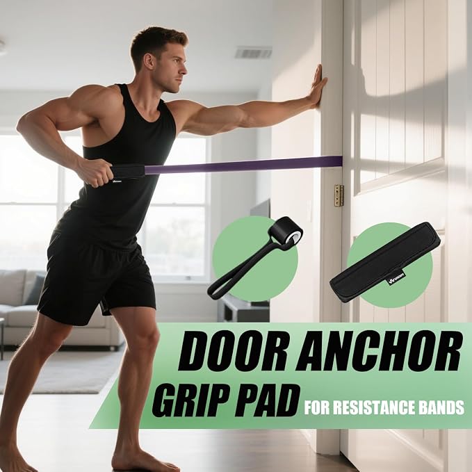 WHATAFIT Resistance Bands, Pull Up Assist Bands with Handles, Door Anchor | Natural Latex Rubber, Progressive Tension, Exercise Loop for Full-Body Fitness, Portable Gym Bag, Warm-Up & Stretch