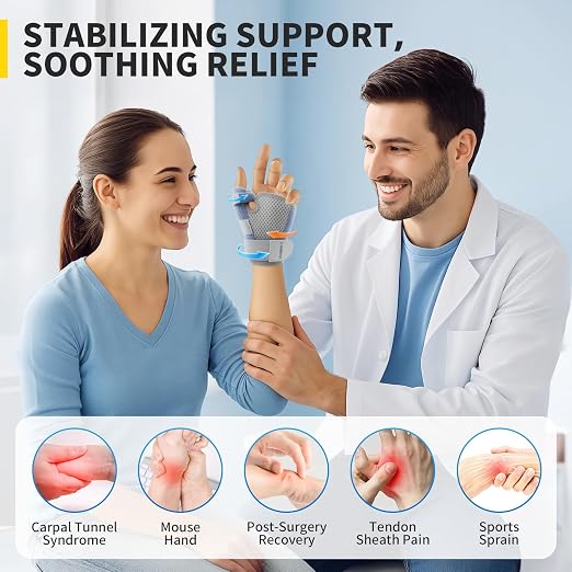 CAMBIVO Thumb Splint & Wrist Brace, Adjustable CMC Joint Pain Relief, Blue | Triple Adjustable Straps, Breathable Mesh, Open-Palm Design, Reversible Left/Right Fit, for Typing, Sleep, Daily Tasks