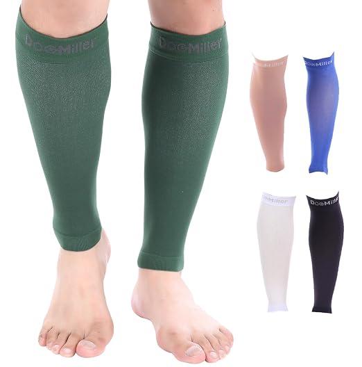 Doc Miller Calf Compression Sleeves 30-40 mmHg for Men & Women, 1 Pair | Knee High, Medical Grade, Footless Compression Socks, Shin Splints, Leg Swelling, Varicose Veins, Wide Calf, Nurses, Recovery