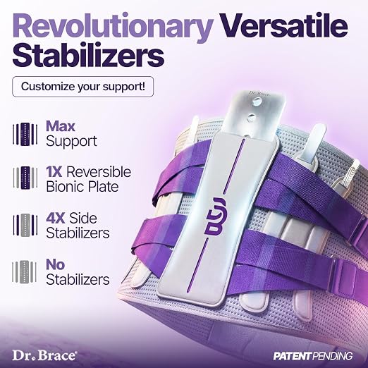 DR. BRACE® Lower Back Brace for Men & Women for Lower Back Pain Relief, Revolutionary Versatile Splints System & Removable Lumbar Pad, Adjustable & Breathable Back Support Brace