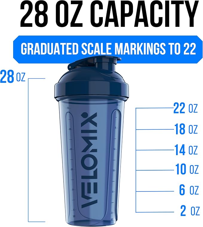 VELOMIX 2 Pack 28oz Protein Shaker Bottle for Protein Mixes, Blue/Green | 2x Wire Whisk, Leak Proof Shaker Cups for Protein Shakes, Stackable, Dishwasher safe, BPA free, Pre Workout and Gym ready