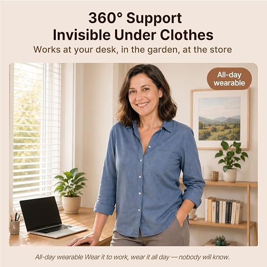 Fit Geno Invisilite Posture Corrector for Women Adjustable Upper Back Brace | Slim and Lightweight, It Stays Invisible Under Clothes, So You Can Wear It Comfortably Through Desk Work or Errands