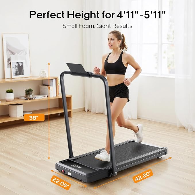 Walking Pad Under Desk Treadmill, Portable Compact Electric Walking Treadmill, Quiet Fitness Machine with Remote Control & LED Display for Home Office