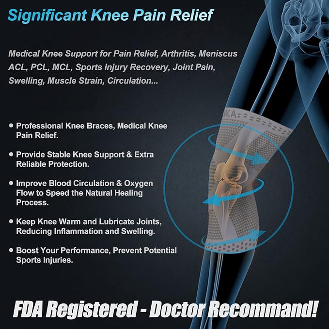 NEENCA Professional Knee Brace, Medical Knee Support for Women & Men Relief | Patented Patella Gel Pad & Side Stabilizers, Compression Sleeve for Knee Pain, Swelling, ACL, PCL, Arthritis, Sports, Workout