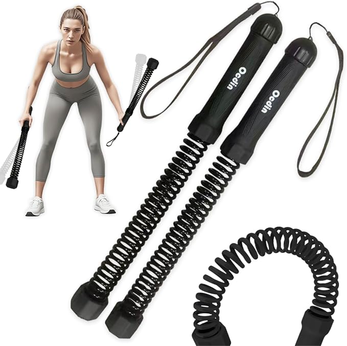 Portable Ropeless Battle Ropes for Home Gym, 2 Sticks Cordless Training Rope for Low-Impact Cardio Training