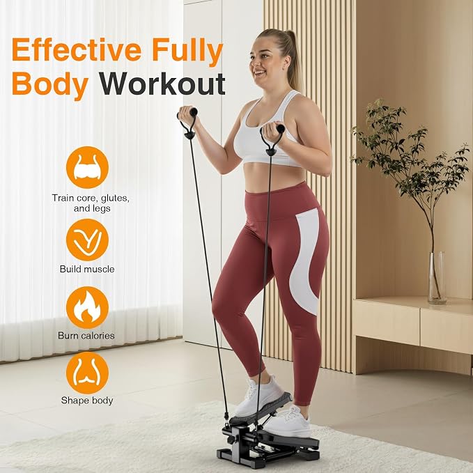 HCOIW Steppers for Exercise at Home - Stair Stepper with Resistance Band, Mini Stepper with 300lb Weight Capacity,