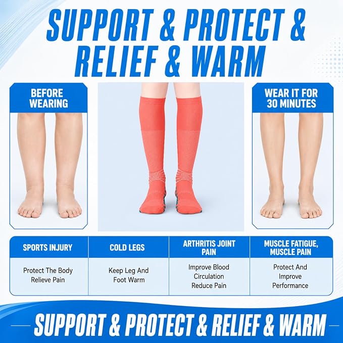 IRAMY Ankle Support Compression Socks 3 Packs Massage Dots Arch Support Cushioned Plantar Fasciitis Running Athletic Recovery
