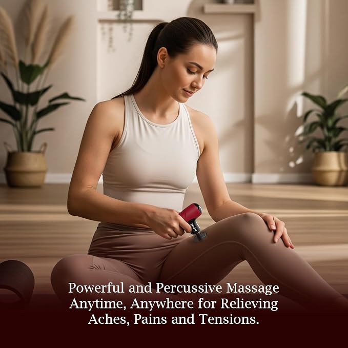 BOB AND BRAD Q2 Mini Massage Gun for Women - Portable Muscle Pain Relief, Powerful Deep Tissue Percussion Massager, Ultra Quiet Handheld Massager, Designed for Travel - Red