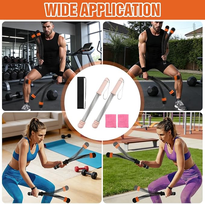Ropeless Battle-Ropes (2-Pack) Portable Workout Ropes for HIIT Workouts,Cardio & Muscle Training, Low-Impact Training Heavy Duty Arm Exerciser for Strength Training