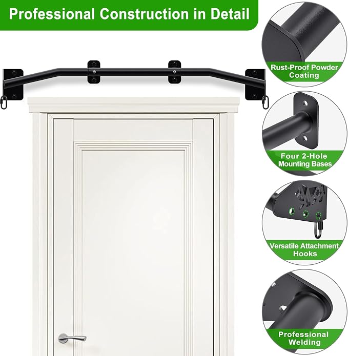SELEWARE 32"/36" Wall Mount Pull Up Bar Joist Mount Chin Up Bar for Doorway | Heavy Duty Steel Construction Support 450 lb, w/Resistance Band Hooks, Fits 32"/36" Wall Studs for Home Gym Strength Training