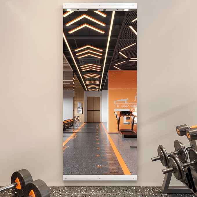 ROOMTEC Home Gym Mirror, 60"x 26"-1 PCS Frameless Gym Mirrors for Home Gym, Large Full Body Tempered Glass Wall Mounted Mirror for Yoga Room, Dance Studio, Workout Room