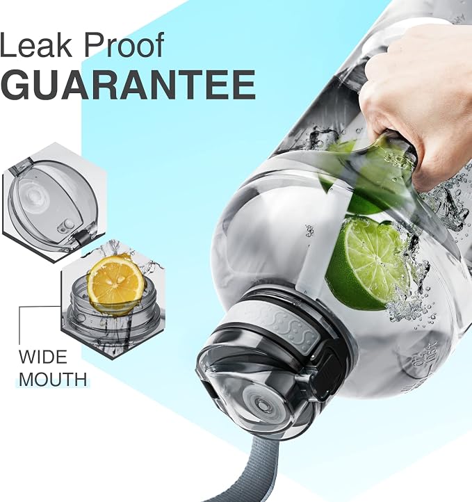 3l Goal Large Water Bottle with Handle (1 PC) | BPA Free Leakproof Motivational Big Sports Capacity Drink Jug