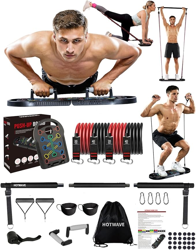 HOTWAVE Push Up Board, Portable PushUp Board, Foldable 20 in 1 Push Up Bar | Multifunctional Pushup Handles for Floor, Professional Strength Training Equipment For Men and Women at Home Gym