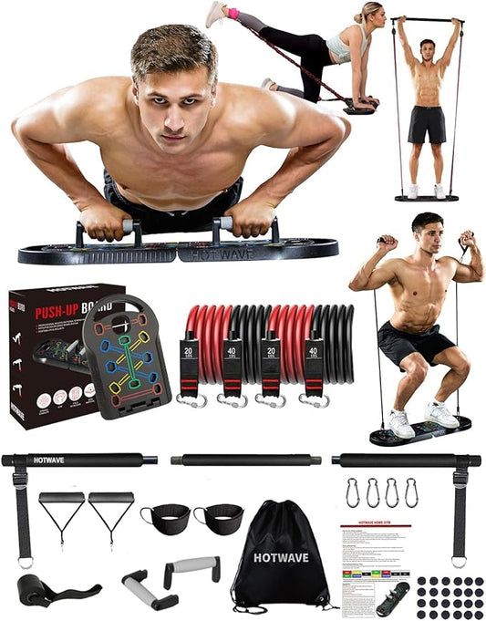 HOTWAVE Push Up Board, Portable PushUp Board, Foldable 20 in 1 Push Up Bar | Multifunctional Pushup Handles for Floor, Professional Strength Training Equipment For Men and Women at Home Gym