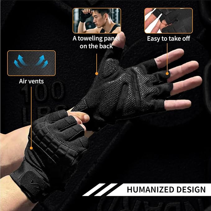 VWX Anti-Slip Gel Palm Workout Gloves for Men and Women - with Sweat-Wicking Fabric for Gym,Weight Lifting, Cycling, Weightlifting, Exercise, Climbing
